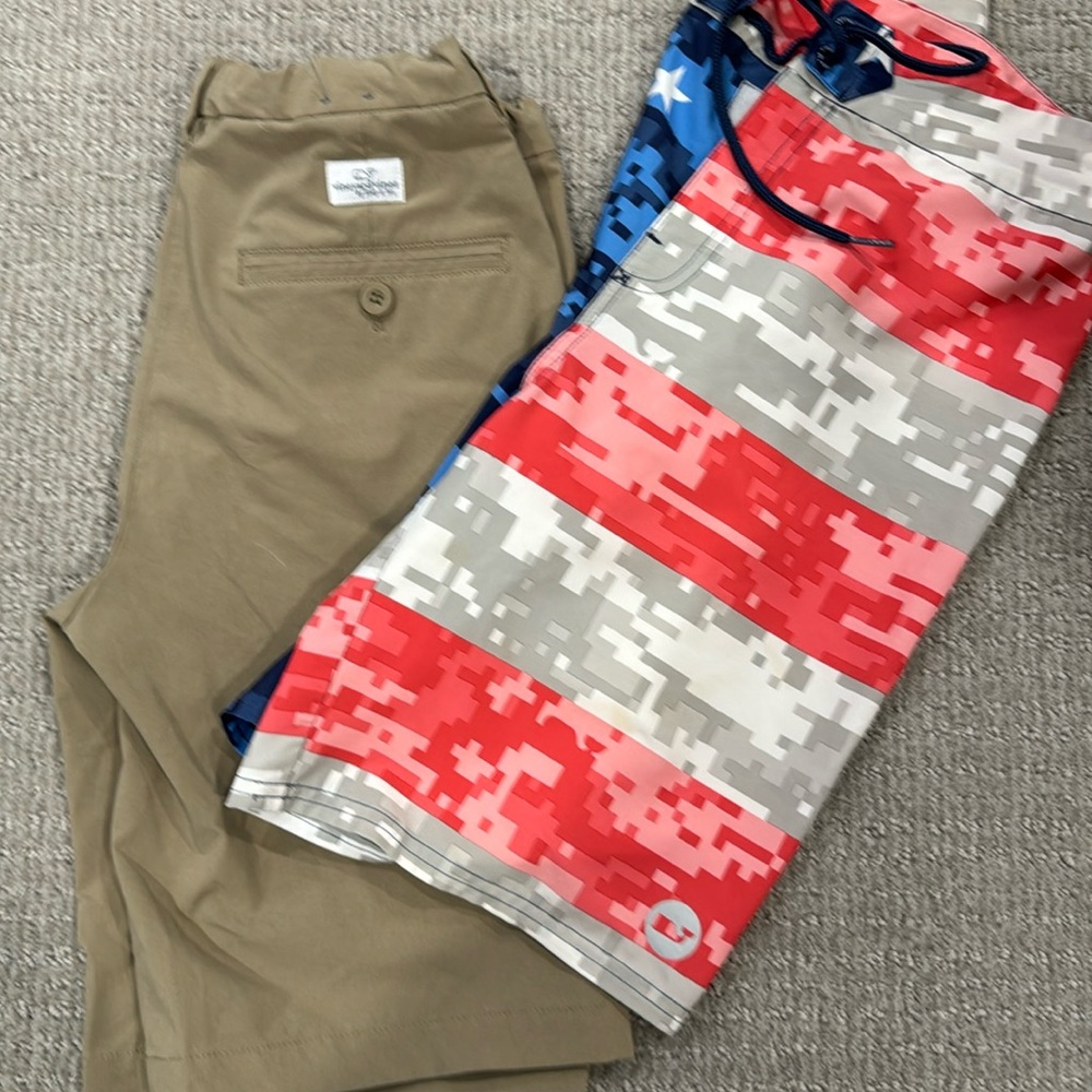 Boys Vineyard Vine Shorts- on tech golf short and one board short- GUC